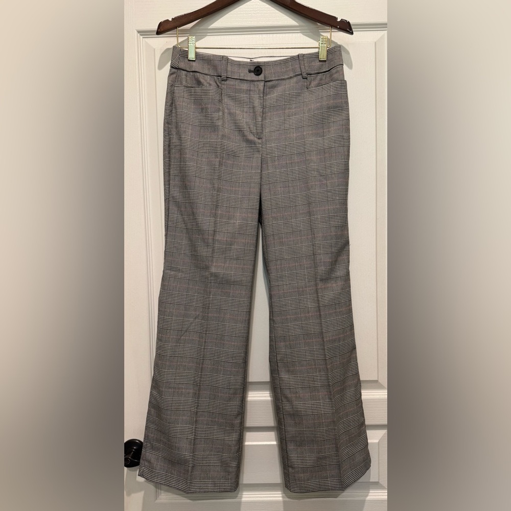 LOFT Charcoal Checkered Wide Leg Pants